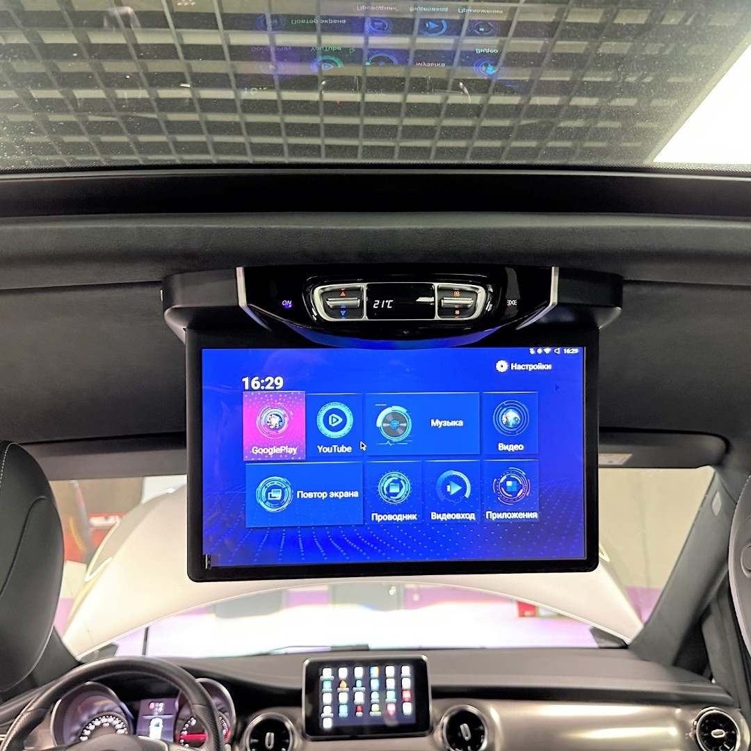 Потолочный монитор для задних пассажиров / Мультимедиа со всеми приложениями на штатном экране в Mercedes V-class W447